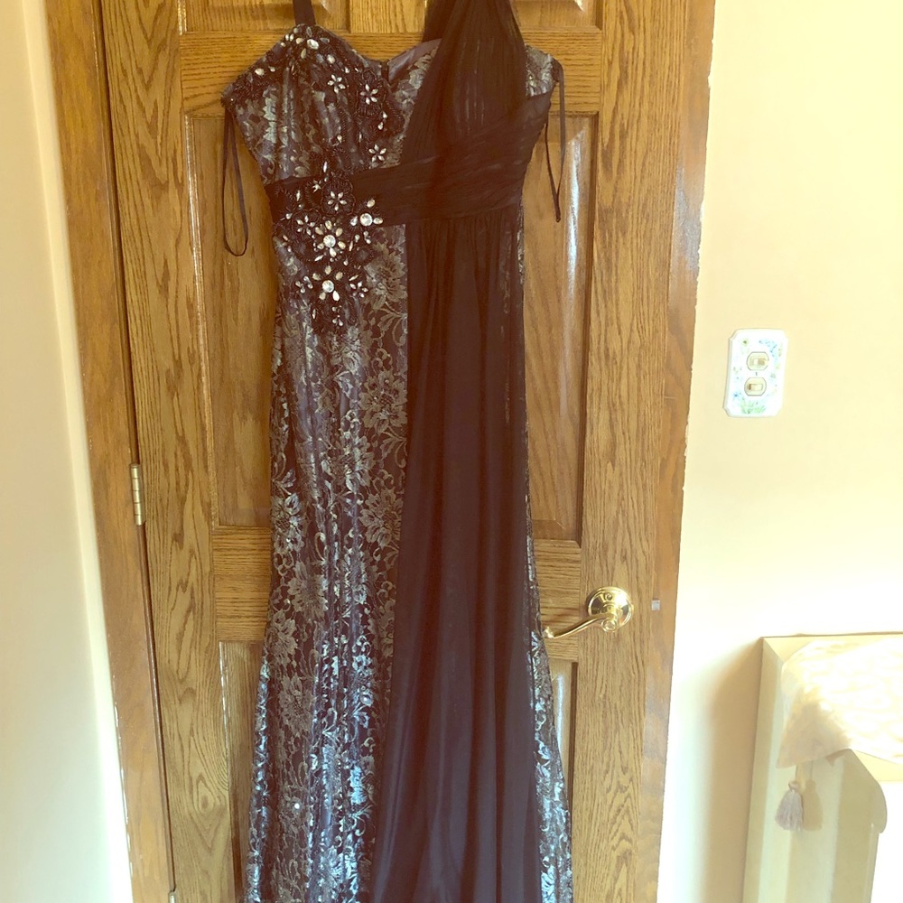 Black formal evening gown with shawl for sale